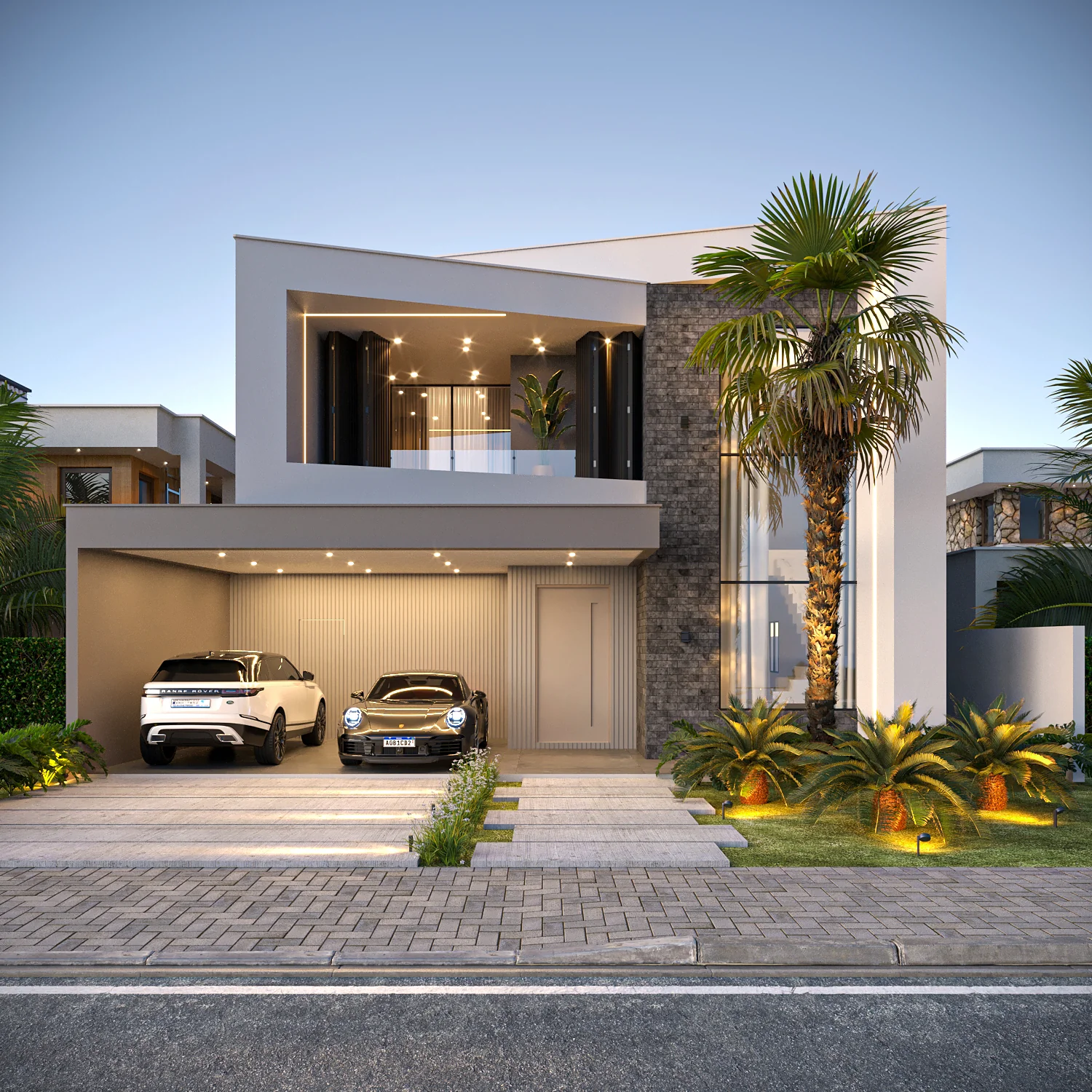 Fachada residencial contemporânea projetada pelo escritório Fábio Gouvêa Arquitetura